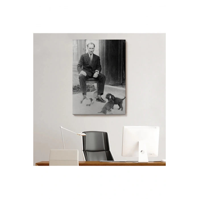 Atatürk Portre Tablosu Mustafa Kemal Atatürk Dikdörtgen Dekoratif Kanvas Tablo-CE-55