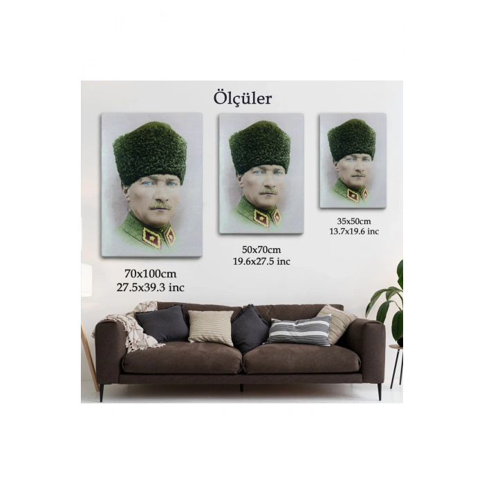 Atatürk Portre Tablosu Mustafa Kemal Atatürk Dikdörtgen Dekoratif Kanvas Tablo-CF-56