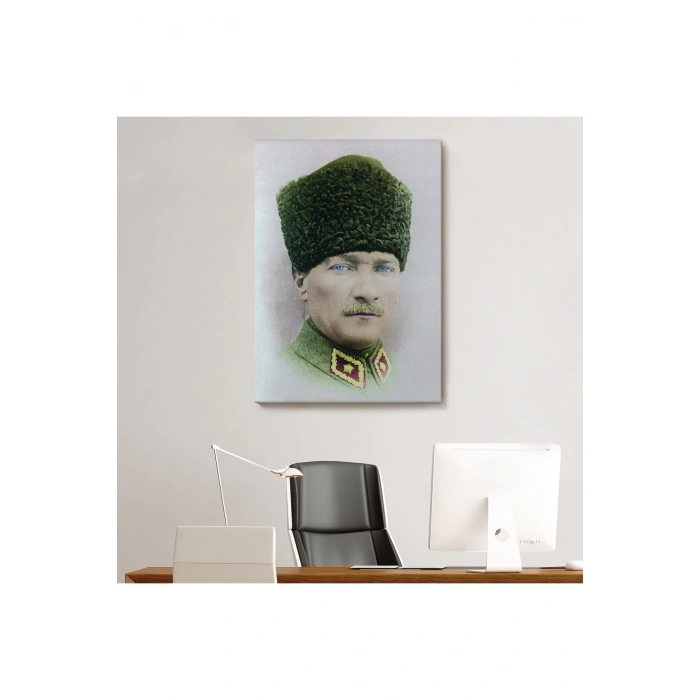 Atatürk Portre Tablosu Mustafa Kemal Atatürk Dikdörtgen Dekoratif Kanvas Tablo-CF-56