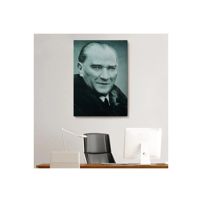 Atatürk Portre Tablosu Mustafa Kemal Atatürk Dikdörtgen Dekoratif Kanvas Tablo-CG-57