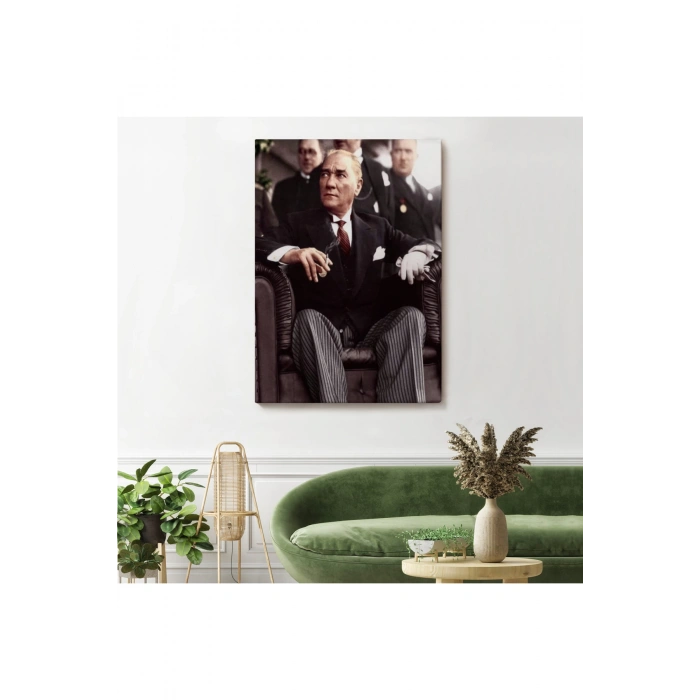 Atatürk Portre Tablosu Mustafa Kemal Atatürk Dikdörtgen Dekoratif Kanvas Tablo-CH-58
