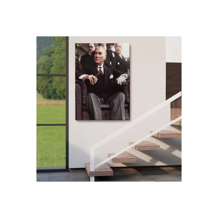 Atatürk Portre Tablosu Mustafa Kemal Atatürk Dikdörtgen Dekoratif Kanvas Tablo-CH-58