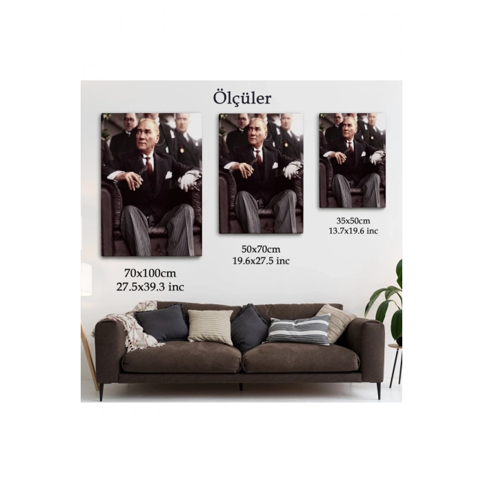 Atatürk Portre Tablosu Mustafa Kemal Atatürk Dikdörtgen Dekoratif Kanvas Tablo-CH-58