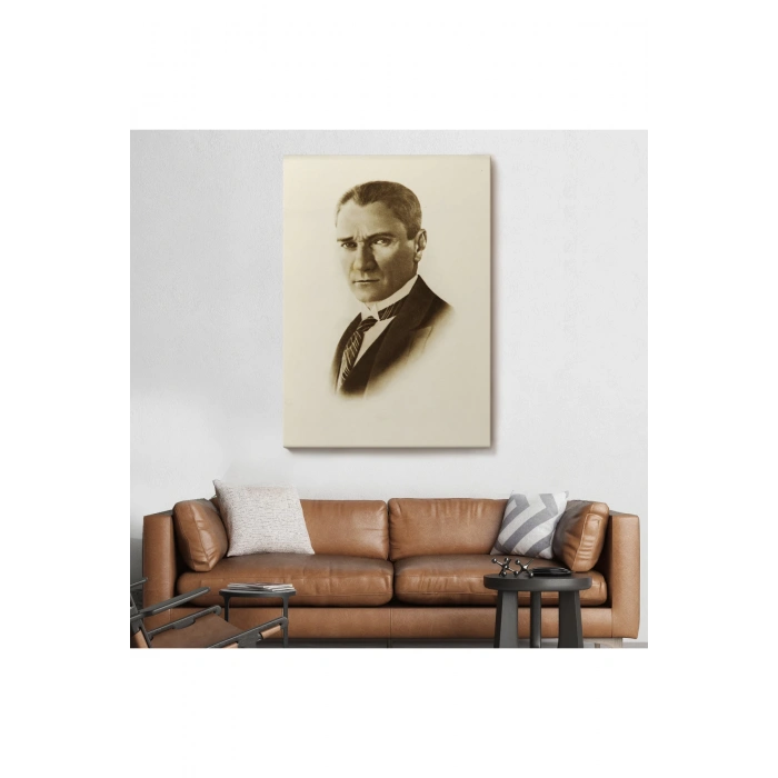 Atatürk Portre Tablosu Mustafa Kemal Atatürk Dikdörtgen Dekoratif Kanvas Tablo-CI-59