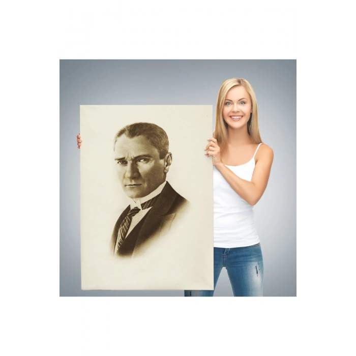 Atatürk Portre Tablosu Mustafa Kemal Atatürk Dikdörtgen Dekoratif Kanvas Tablo-CI-59