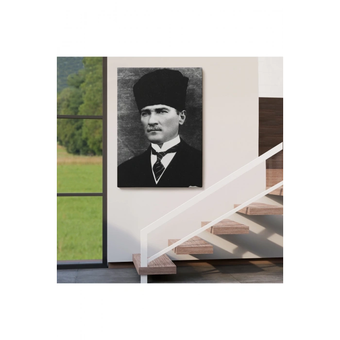 Atatürk Portre Tablosu Mustafa Kemal Atatürk Dikdörtgen Dekoratif Kanvas Tablo-CJ-60