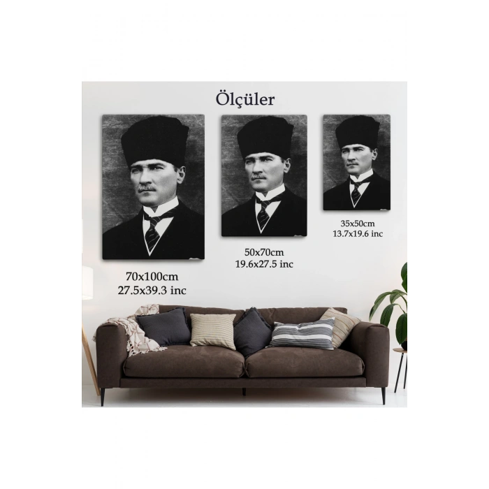 Atatürk Portre Tablosu Mustafa Kemal Atatürk Dikdörtgen Dekoratif Kanvas Tablo-CJ-60