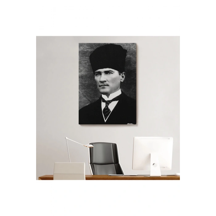 Atatürk Portre Tablosu Mustafa Kemal Atatürk Dikdörtgen Dekoratif Kanvas Tablo-CJ-60