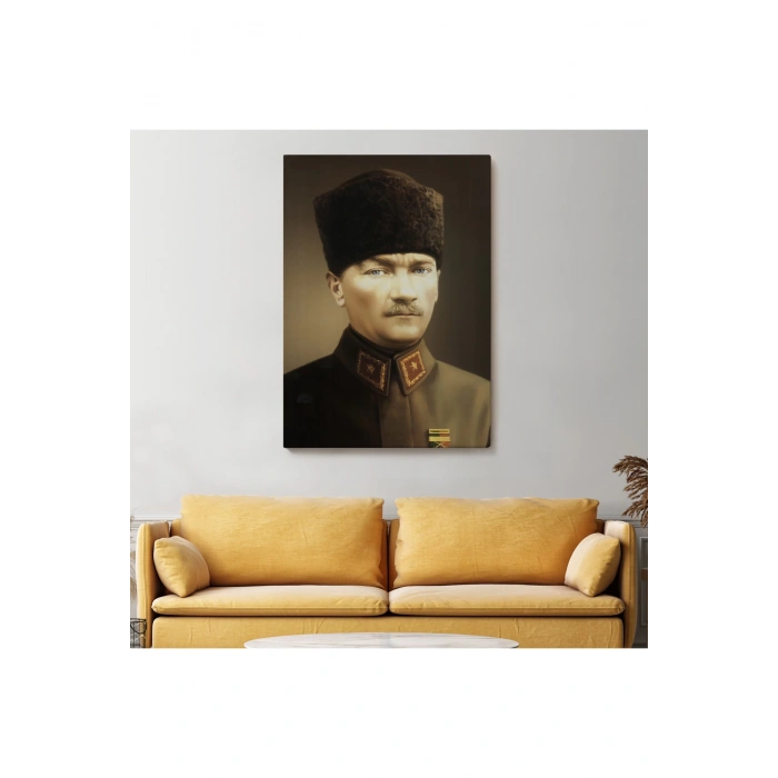Atatürk Portre Tablosu Mustafa Kemal Atatürk Dikdörtgen Dekoratif Kanvas Tablo-CK-61