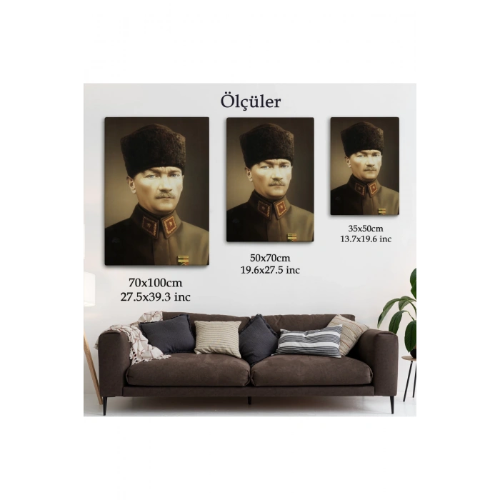 Atatürk Portre Tablosu Mustafa Kemal Atatürk Dikdörtgen Dekoratif Kanvas Tablo-CK-61