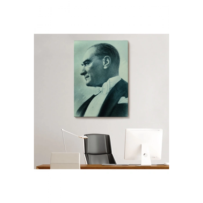 Atatürk Portre Tablosu Mustafa Kemal Atatürk Dikdörtgen Dekoratif Kanvas Tablo-CN-63