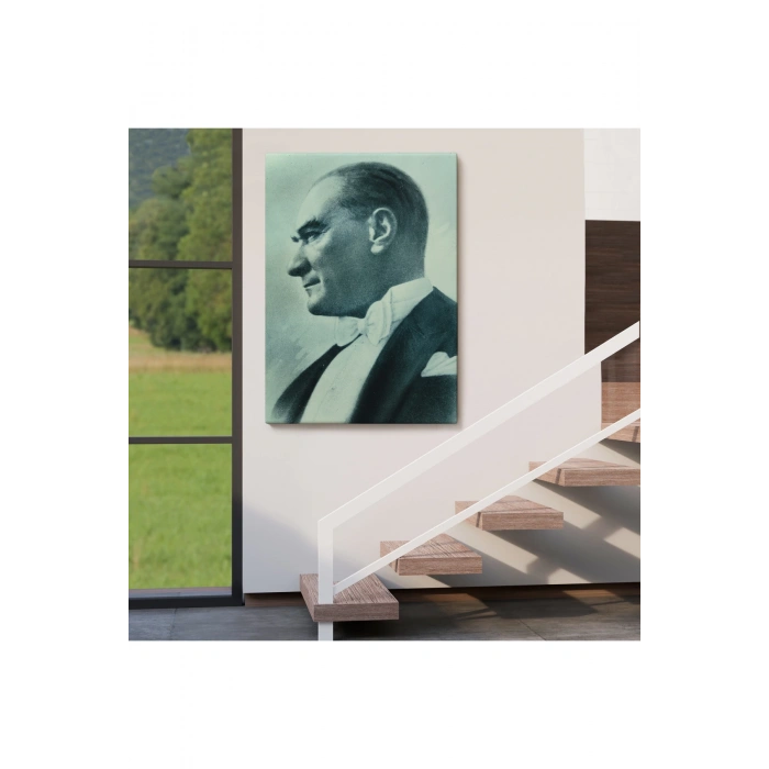 Atatürk Portre Tablosu Mustafa Kemal Atatürk Dikdörtgen Dekoratif Kanvas Tablo-CN-63