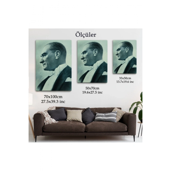 Atatürk Portre Tablosu Mustafa Kemal Atatürk Dikdörtgen Dekoratif Kanvas Tablo-CN-63