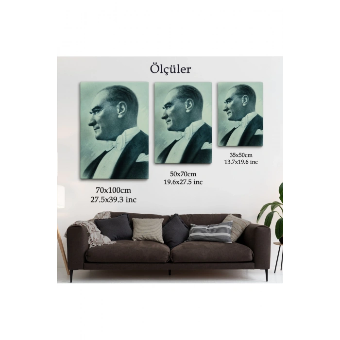 Atatürk Portre Tablosu Mustafa Kemal Atatürk Dikdörtgen Dekoratif Kanvas Tablo-CN-63