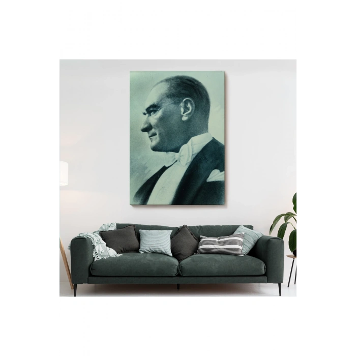 Atatürk Portre Tablosu Mustafa Kemal Atatürk Dikdörtgen Dekoratif Kanvas Tablo-CN-63