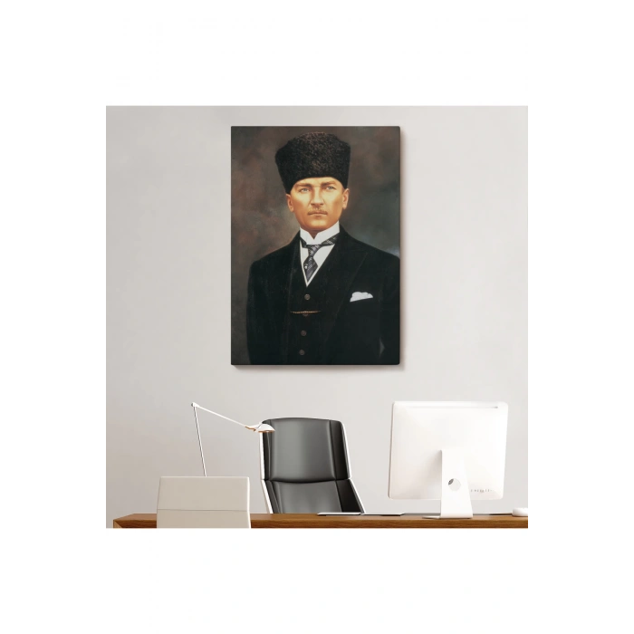 Atatürk Portre Tablosu Mustafa Kemal Atatürk Dikdörtgen Dekoratif Kanvas Tablo-CÖ-65