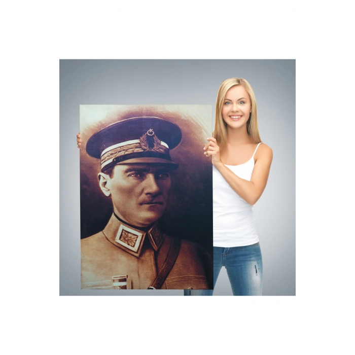 Atatürk Portre Tablosu Mustafa Kemal Atatürk Dikdörtgen Dekoratif Kanvas Tablo-CÖ-66