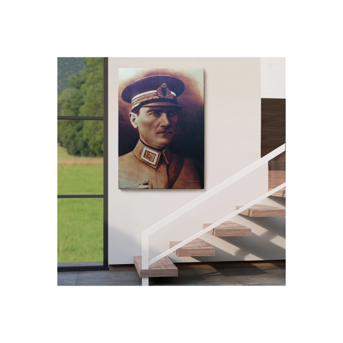 Atatürk Portre Tablosu Mustafa Kemal Atatürk Dikdörtgen Dekoratif Kanvas Tablo-CÖ-66