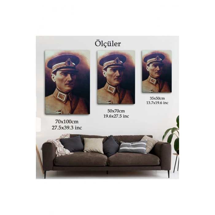 Atatürk Portre Tablosu Mustafa Kemal Atatürk Dikdörtgen Dekoratif Kanvas Tablo-CÖ-66