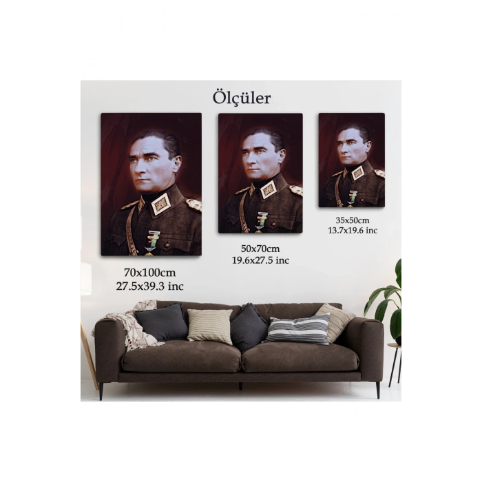 Atatürk Portre Tablosu Mustafa Kemal Atatürk Dikdörtgen Dekoratif Kanvas Tablo-CP-67