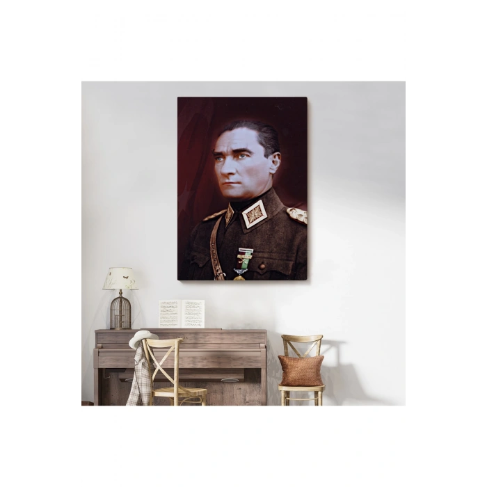 Atatürk Portre Tablosu Mustafa Kemal Atatürk Dikdörtgen Dekoratif Kanvas Tablo-CP-67