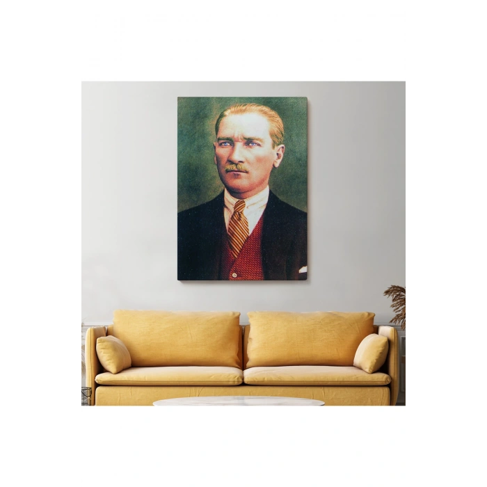 Atatürk Portre Tablosu Mustafa Kemal Atatürk Dikdörtgen Dekoratif Kanvas Tablo-CS-69