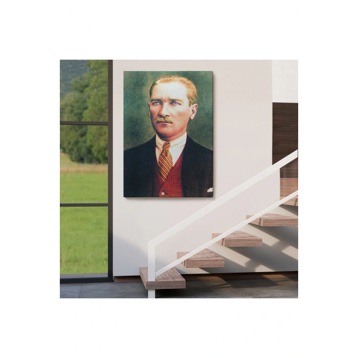 Atatürk Portre Tablosu Mustafa Kemal Atatürk Dikdörtgen Dekoratif Kanvas Tablo-CS-69
