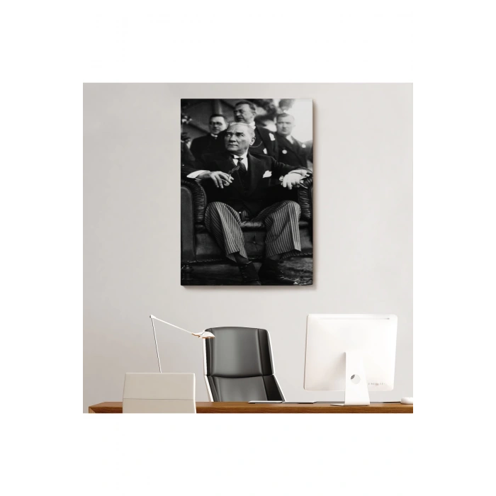 Atatürk Portre Tablosu Mustafa Kemal Atatürk Dikdörtgen Dekoratif Kanvas Tablo-CŞ-71