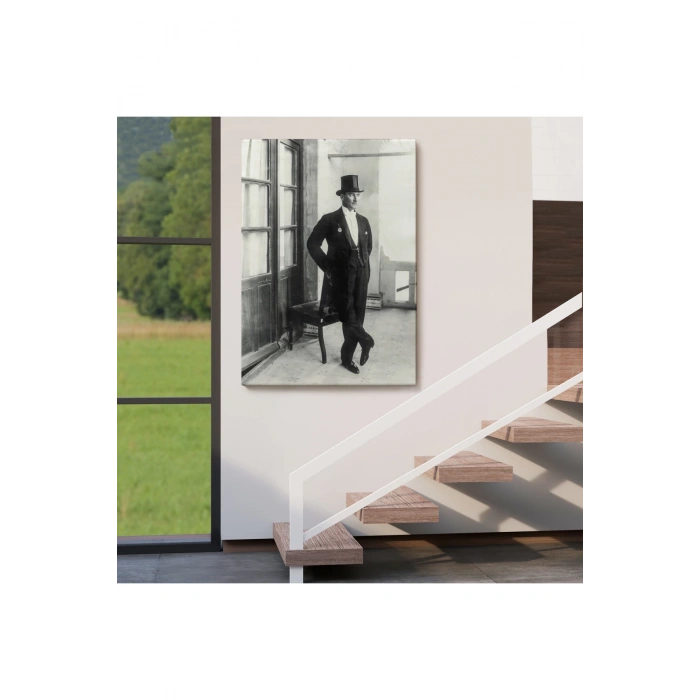 Atatürk Portre Tablosu Mustafa Kemal Atatürk Dikdörtgen Dekoratif Kanvas Tablo-CT-72