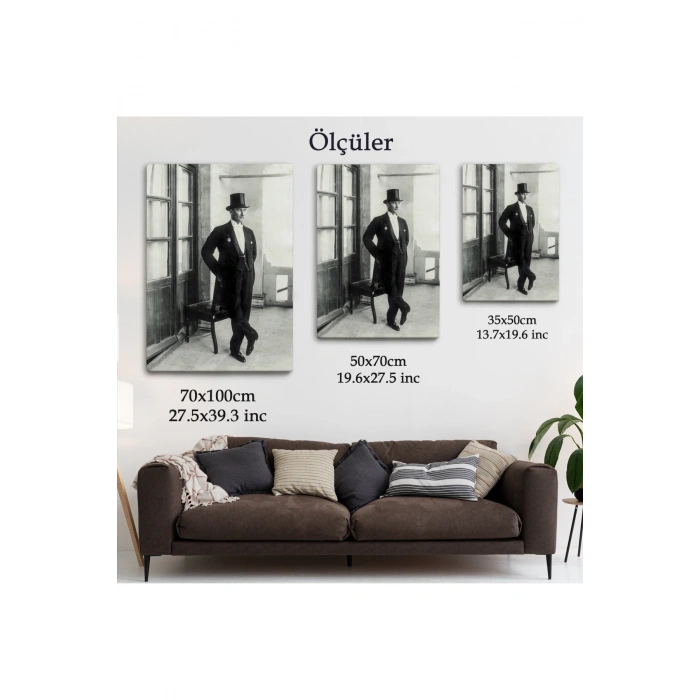 Atatürk Portre Tablosu Mustafa Kemal Atatürk Dikdörtgen Dekoratif Kanvas Tablo-CT-72