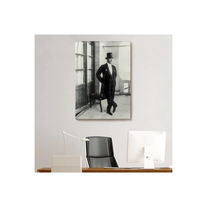 Atatürk Portre Tablosu Mustafa Kemal Atatürk Dikdörtgen Dekoratif Kanvas Tablo-CT-72