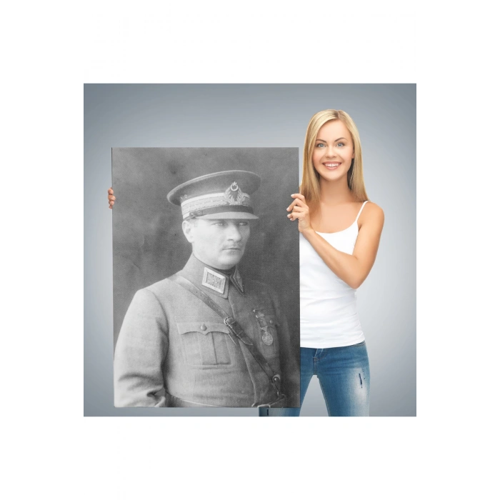 Atatürk Portre Tablosu Mustafa Kemal Atatürk Dikdörtgen Dekoratif Kanvas Tablo-CV-75