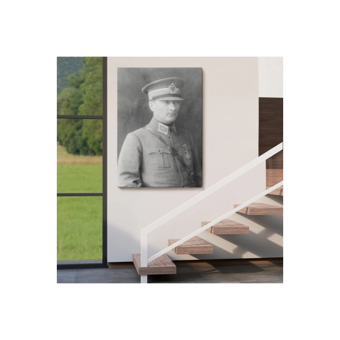 Atatürk Portre Tablosu Mustafa Kemal Atatürk Dikdörtgen Dekoratif Kanvas Tablo-CV-75