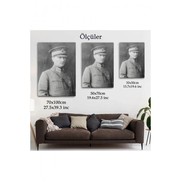 Atatürk Portre Tablosu Mustafa Kemal Atatürk Dikdörtgen Dekoratif Kanvas Tablo-CV-75
