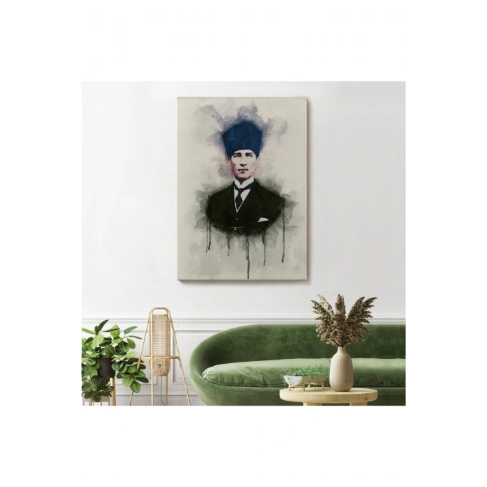 Atatürk Portre Tablosu Mustafa Kemal Atatürk Dikdörtgen Dekoratif Kanvas Tablo-CZ-77