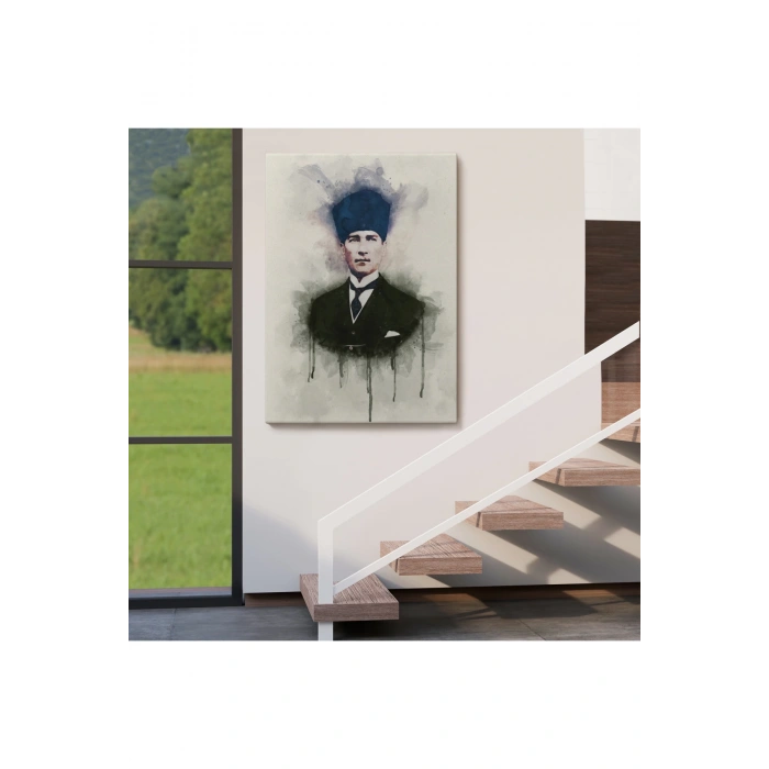 Atatürk Portre Tablosu Mustafa Kemal Atatürk Dikdörtgen Dekoratif Kanvas Tablo-CZ-77