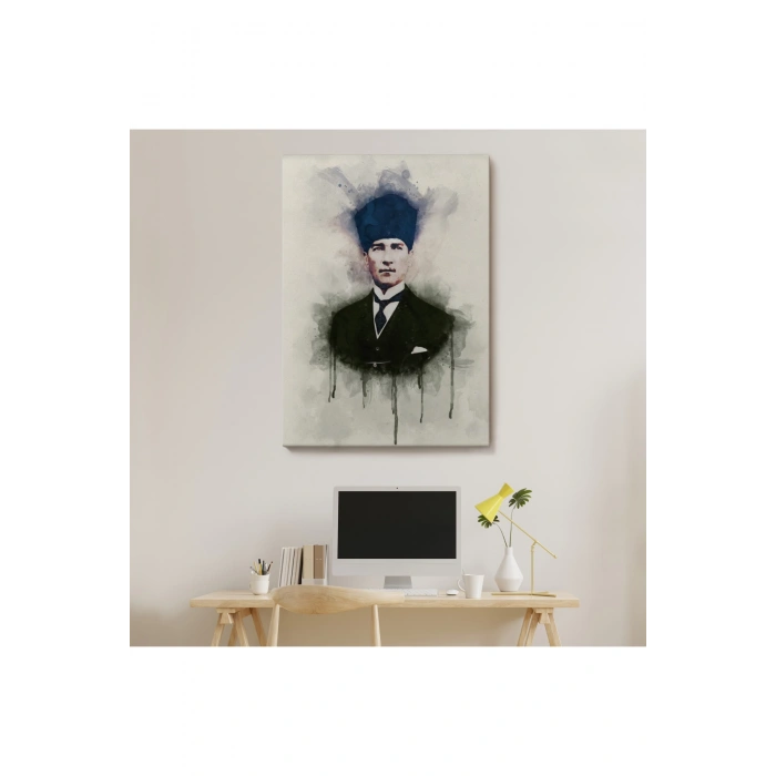 Atatürk Portre Tablosu Mustafa Kemal Atatürk Dikdörtgen Dekoratif Kanvas Tablo-CZ-77