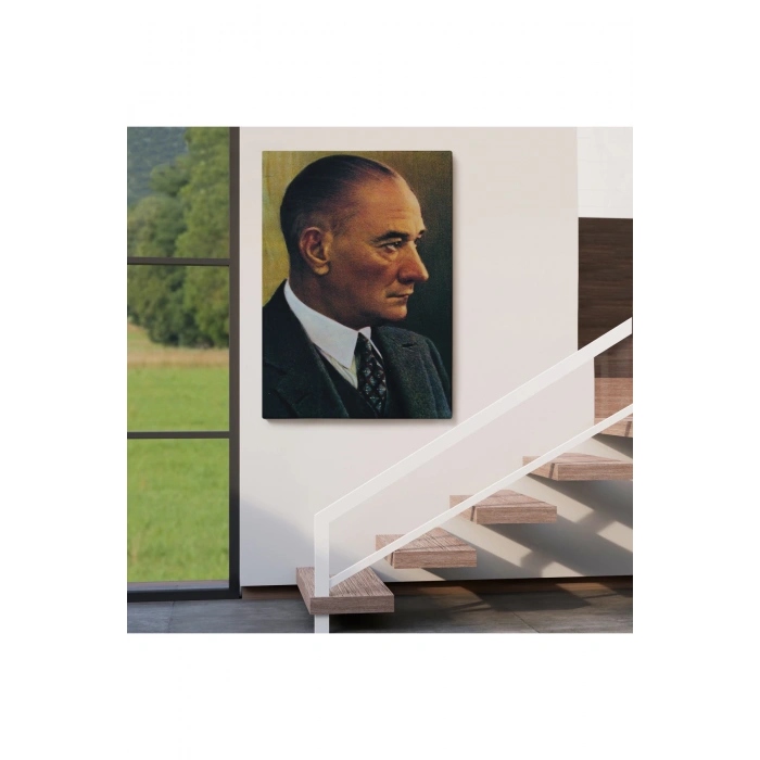 Atatürk Portre Tablosu Mustafa Kemal Atatürk Dikdörtgen Dekoratif Kanvas Tablo-DH-85