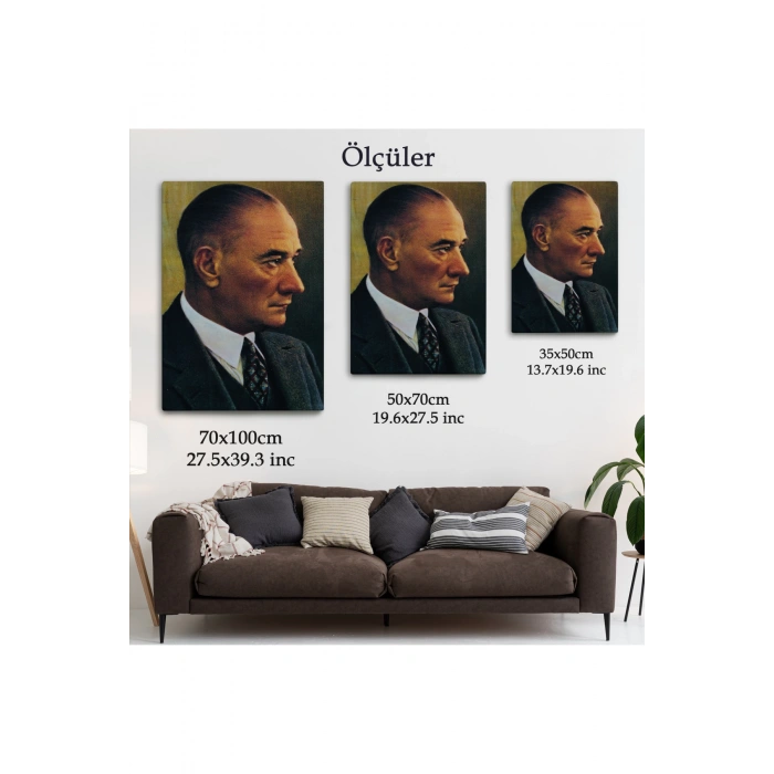 Atatürk Portre Tablosu Mustafa Kemal Atatürk Dikdörtgen Dekoratif Kanvas Tablo-DH-85