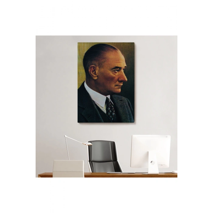 Atatürk Portre Tablosu Mustafa Kemal Atatürk Dikdörtgen Dekoratif Kanvas Tablo-DH-85