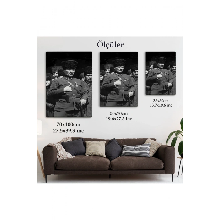 Atatürk Portre Tablosu Mustafa Kemal Atatürk Dikdörtgen Dekoratif Kanvas Tablo-EY-123