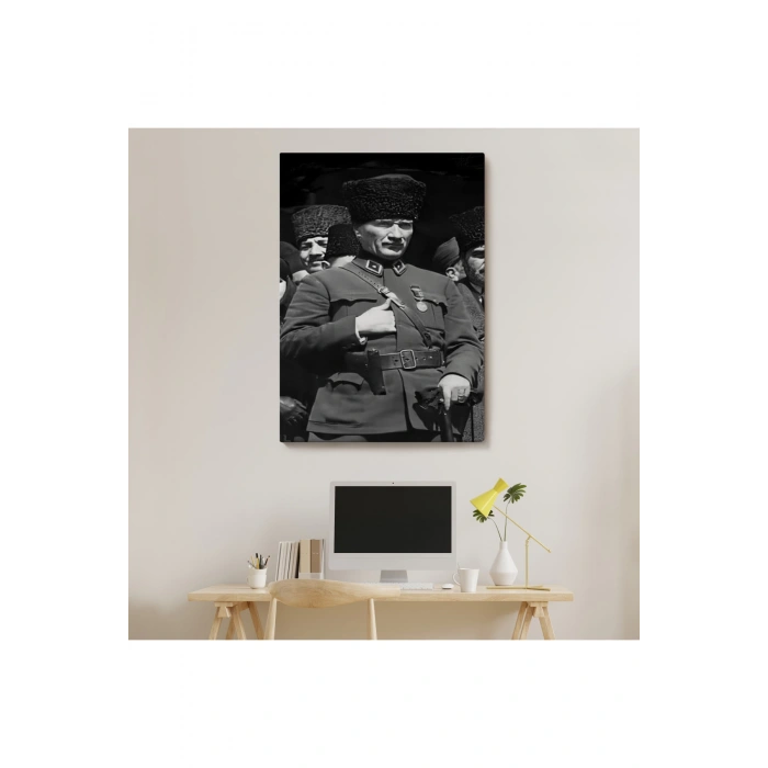 Atatürk Portre Tablosu Mustafa Kemal Atatürk Dikdörtgen Dekoratif Kanvas Tablo-EY-123