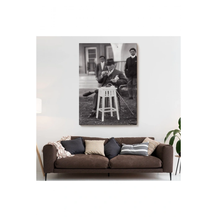 Atatürk Portre Tablosu Mustafa Kemal Atatürk Dikdörtgen Dekoratif Kanvas Tablo-EZ-124