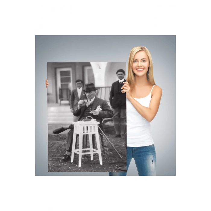 Atatürk Portre Tablosu Mustafa Kemal Atatürk Dikdörtgen Dekoratif Kanvas Tablo-EZ-124