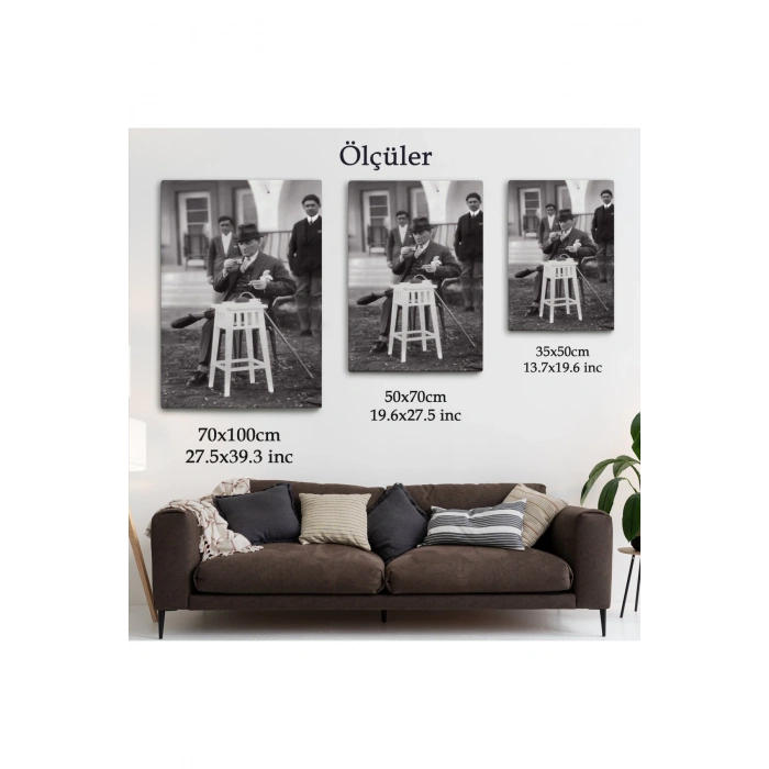 Atatürk Portre Tablosu Mustafa Kemal Atatürk Dikdörtgen Dekoratif Kanvas Tablo-EZ-124