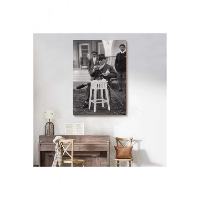 Atatürk Portre Tablosu Mustafa Kemal Atatürk Dikdörtgen Dekoratif Kanvas Tablo-EZ-124