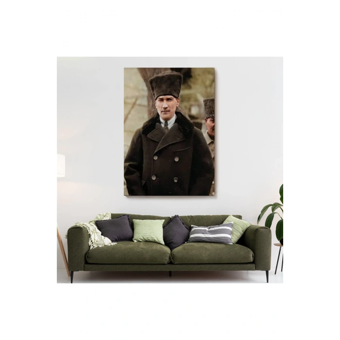 Atatürk Portre Tablosu Mustafa Kemal Atatürk Dikdörtgen Dekoratif Kanvas Tablo-FA-125