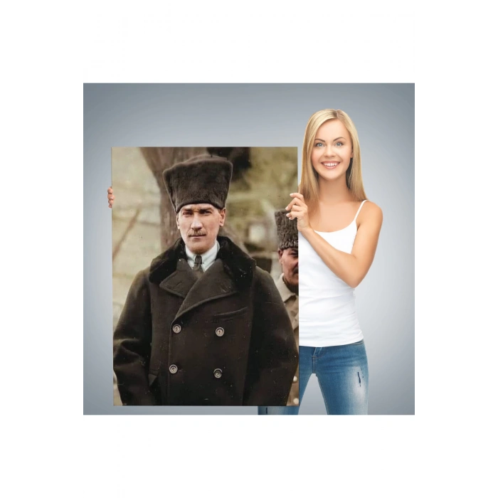 Atatürk Portre Tablosu Mustafa Kemal Atatürk Dikdörtgen Dekoratif Kanvas Tablo-FA-125