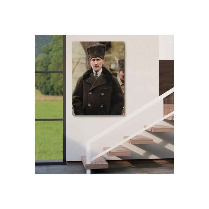 Atatürk Portre Tablosu Mustafa Kemal Atatürk Dikdörtgen Dekoratif Kanvas Tablo-FA-125