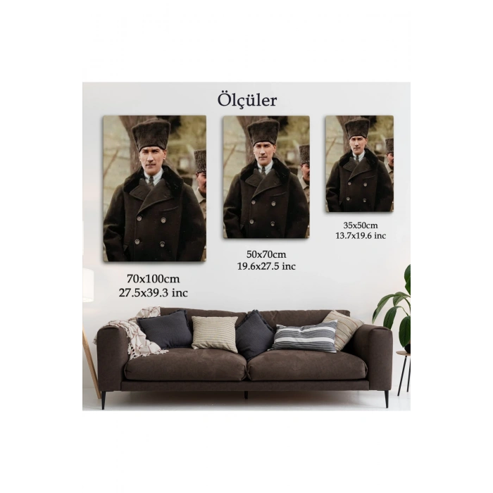Atatürk Portre Tablosu Mustafa Kemal Atatürk Dikdörtgen Dekoratif Kanvas Tablo-FA-125